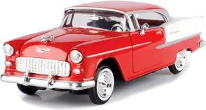 1955 Chevrolet Bel Air Red 1/24 Diecast Model Car by Motormax