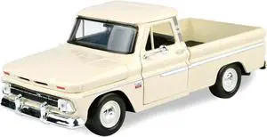 1966 Chevrolet C10 Fleetside Pickup Cream 1/24 Diecast Car Model by Motormax