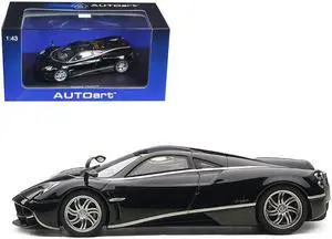 Pagani Huayra Black with Silver Stripes 1/43 Diecast Model Car by Autoart
