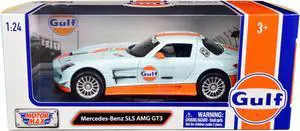 Mercedes Benz SLS AMG GT3 with "Gulf" Livery Light Blue with Orange Stripe 1/24 Diecast Model Car by Motormax