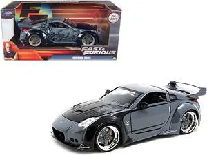 D.K.'s Nissan 350Z Gray and Black with Graphics "Fast & Furious" Movie 1/24 Diecast Model Car by Jada