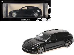 2021 Porsche Taycan CUV Turbo S Black Limited Edition to 480 pieces Worldwide 1/18 Diecast Model Car by Minichamps