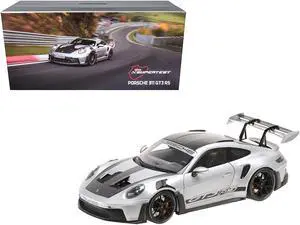 2023 Porsche 911 (992) GT3 RS "Weissach Package" Silver Metallic Limited Edition to 333 pcs 1/18 Diecast Model Car by Minichamps