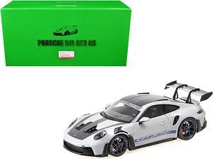 2022 Porsche 911 (992) GT3 RS "Weissach Package" Gray Metallic with Blue Accents Limited Ed 1/18 Diecast Model Car by Minichamps