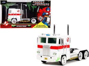 G1 Autobot Optimus Prime Truck White w/Robot on Chassis from "Transformers" TV (1984) Movie Crossover 1/24 Diecast Model by Jada
