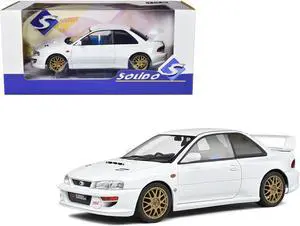 1998 Subaru Impreza 22B RHD (Right Hand Drive) Pure White with Gold Wheels 1/18 Diecast Model Car by Solido