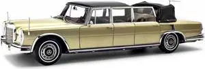1965-1981 Mercedes Benz 600 Pullman Landaulet Limousine Convertible w/Functional Softtop Gold Ltd Ed 1/18 Diecast Model Car CMC