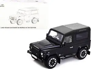 Land Rover Defender 90 Works V8 Black "70th Edition" 1/18 Diecast Model Car by LCD Models