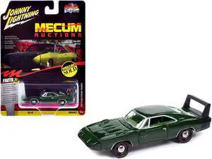 1969 Dodge Charger Daytona Dark Green Met w/Green Interior "Mecum Auctions" 1/64 Diecast Model Car by Johnny Lightning