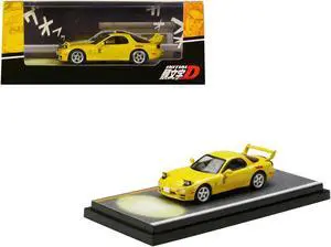 Mazda RX-7 (FD3S) RHD Yellow w/Keisuke Takahashi Figure "Initial D" (1995-2013) Manga 1/64 Diecast Model Car by Hobby Japan