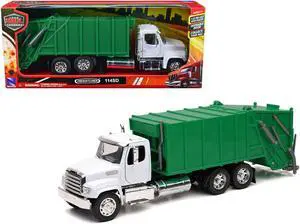 Freightliner 114SD Garbage Truck White and Green "Long Haul Trucker" Series 1/32 Diecast Model by New Ray
