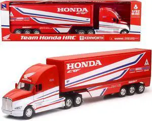 Kenworth Semi-Truck Red and White "Team Honda HRC" 1/32 Diecast Model by New Ray