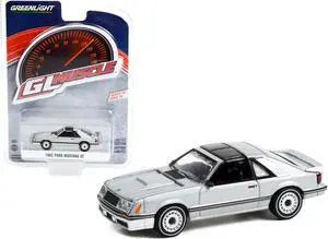1982 Ford Mustang GT 5.0 Silver Metallic with Black Stripes "Greenlight Muscle" Series 26 1/64 Diecast Model Car by Greenlight