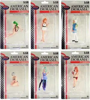 "Cosplay Girls" 6 piece Figure Set for 1/18 Scale Models by American Diorama