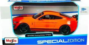 2020 Ford Mustang Shelby GT500 Bright Orange with Black Stripes 1/24 Diecast Model Car by Maisto