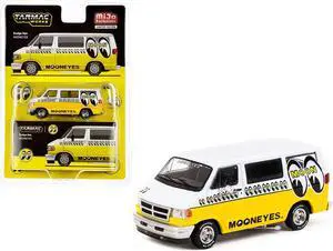 Dodge Van White and Yellow with Graphics "Mooneyes" "Global64" Series 1/64 Diecast Model by Tarmac Works
