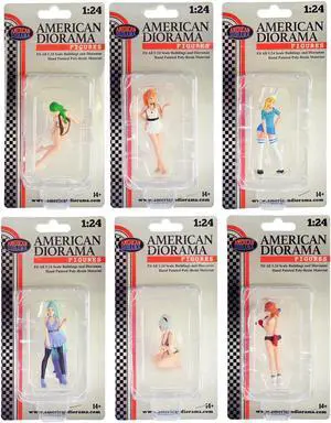 "Cosplay Girls" 6 piece Figure Set for 1/24 Scale Models by American Diorama