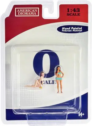 "Car Wash Girls" Set 1 Dorothy and Barbara 2 Piece Figure for 1/43 Scale Models by American Diorama