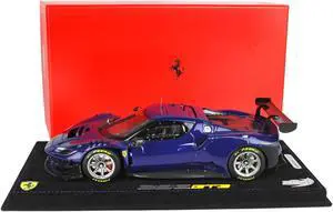2022 Ferrari 296 GT3 Electric Blue with DISPLAY CASE Limited Edition to 24 pieces Worldwide 1/18 Model Car by BBR