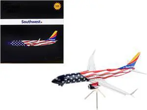 Boeing 737-800 Commercial Aircraft with Flaps Down "Freedom One" American Flag Livery 1/200 Diecast Model Airplane by GeminiJets
