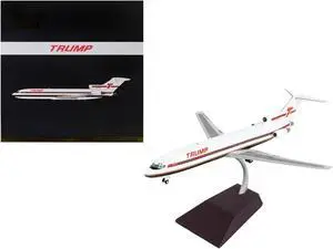 Boeing 727-200 Commercial Aircraft "Trump Shuttle" White w/Red Stripes "Gemini 200" 1/200 Diecast Model Airplane by GeminiJets