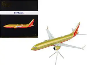 Boeing 737 MAX 8 Commercial Aircraft "Southwest Airlines" Gold and Red "Gemini 200" 1/200 Diecast Model Airplane by GeminiJets