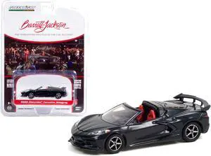 2020 Chevrolet Corvette C8 Stingray Convertible Shadow Gray Met. w/ Red Interior Barrett Jackson 1/64 Diecast Car by Greenlight
