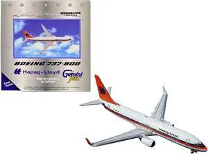Boeing 737-800 Commercial Aircraft "Hapag-Lloyd" White with Orange and Blue Stripes 1/400 Diecast Model Airplane by GeminiJets