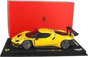 2022 Ferrari 296 GT3 Modena Yellow with DISPLAY CASE Limited Edition to 24 pieces Worldwide 1/18 Model Car by BBR