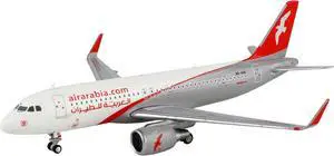 Airbus A320 Commercial Aircraft "Air Arabia" White and Gray with Red Tail 1/400 Diecast Model Airplane by GeminiJets