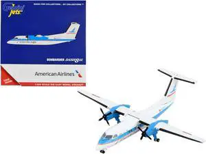 Bombardier Dash 8-100 Commercial Aircraft "American Airlines" White with Blue Stripes 1/400 Diecast Model Airplane by GeminiJets