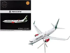 Boeing 737-800 Commercial Aircraft w/Flaps Down "Mexicana" White w/Green "Gemini 200" 1/200 Diecast Model Airplane by GeminiJets