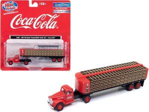 1941-1946 Chevrolet Tractor Red with Flatbed Bottle Trailer "Coca-Cola" 1/87 (HO) Scale Model Car by Classic Metal Works