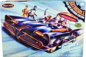Skill 2 Model Kit 1966 Batmobile with Penguin and Catwoman Figures "Batman" (1966-1968) TV 1/25 Scale Model by Polar Lights
