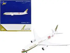 Boeing 787-9 Commercial Aircraft "Gulf Air - 70th Anniversary" White with Graphics 1/400 Diecast Model Airplane by GeminiJets