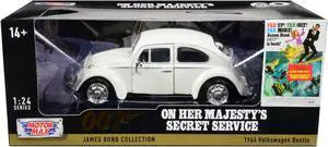 1966 Volkswagen Beetle White James Bond 007 "On Her Majesty's Secret Service" (1969) Movie 1/24 Diecast Model Car by Motormax