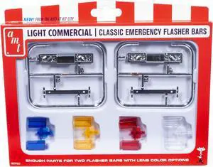 Skill 2 Model Kit Light Commercial Classic Emergency Flasher Bars Set of 10 pieces for 1/25 Scale Model by AMT