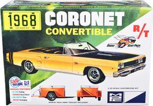 Skill 2 Model Kit 1968 Dodge Coronet R/T Convertible with Haul-Away Trailer 1/25 Scale Model by MPC