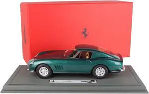 Ferrari 275 GTB Dark Green Metallic "Paris Auto Show" (1964) with DISPLAY CASE Limited Edition to 200 pcs 1/18 Model Car by BBR