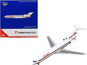 Boeing 727-200 Commercial Aircraft "Trump Shuttle" White with Red Stripes 1/400 Diecast Model Airplane by GeminiJets