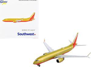 Boeing 737 MAX 8 Commercial Aircraft "Southwest Airlines" Gold with Red Stripes 1/400 Diecast Model Airplane by GeminiJets