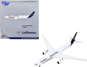 Airbus A330-300 Commercial Aircraft "Lufthansa - Fanhansa Diversity Wins" White w/Blue 1/400 Diecast Model Airplane GeminiJets