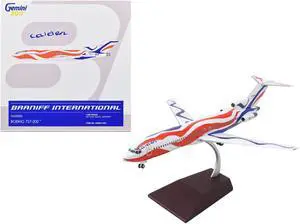 Boeing 727-200 Commercial Aircraft White with Red & Blue Stripes "Gemini 200" Series 1/200 Diecast Model Airplane by GeminiJets
