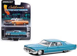 1972 Cadillac Coupe DeVille Custom Light Blue Metallic with White Interior and Graphics 1/64 Diecast Model Car by Greenlight