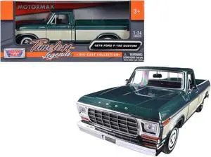 1979 Ford F-150 Pickup Truck Green Metallic and Cream 1/24 Diecast Model Car by Motormax