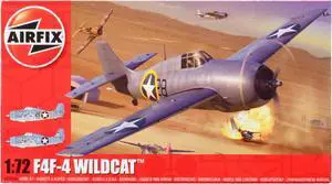 Level 2 Model Kit Grumman F4F-4 Wildcat Fighter Aircraft with 2 Scheme Options 1/72 Plastic Model Kit by Airfix