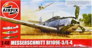 Level 2 Model Kit Messerschmitt Bf109E-3/E-4 Fighter Aircraft with 3 Scheme Options 1/48 Plastic Model Kit by Airfix