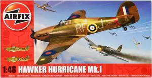 Level 2 Model Kit Hawker Hurricane Mk.I Fighter Aircraft with 2 Scheme Options 1/48 Plastic Model Kit by Airfix