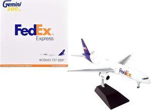 Boeing 757-200F Commercial Aircraft "FedEx" White with Purple "Gemini 200" Series 1/200 Die Cast Model Airplane by GeminiJets
