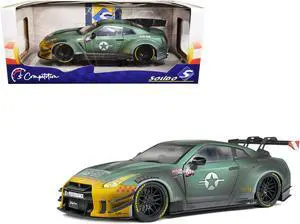 2022 Nissan GT-R (R35) RHD Liberty Walk 2.0 Body Kit "Army Fighter" "Competition" Series 1/18 Diecast Model Car by Solido
